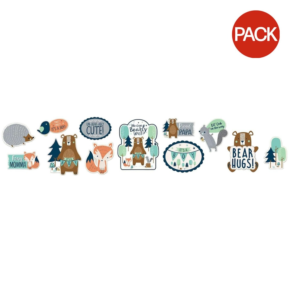 Amscan Bear ly Wait Card Baby Shower Cut Out (Pack of 12) - Multicoloured - One Size