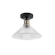 image 4 of COSYLYTE Bowley Bathroom Light Classic Ribbed Glass Ceiling Flush Light - Matt Black | Gold | 1