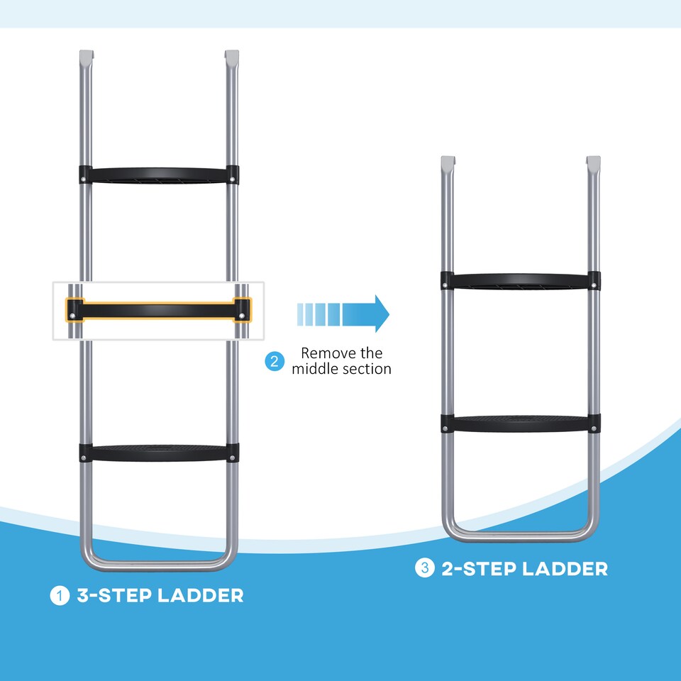 image 1 of SPORTNOW 2 Steps/3 Steps Galvanised Steel Trampoline Ladder Climbing | Silver