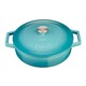 image 3 of Cooks Professional Cast Iron Casserole Dish 28cm - Ovenproof Pan with Lid | Blue | Teal