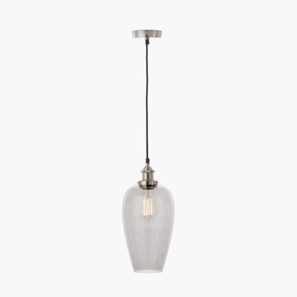 image 1 of Grey Glass Pendant Ceiling Light with Antique Silver Metal Chain Pendant | Grey | Grey | 1
