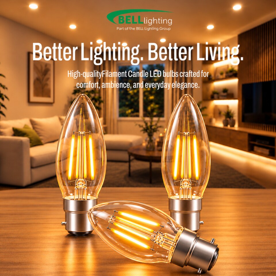 image 1 of BELL Lighting B22 LED Filament Candle Warm White 2700K 4.5W Energy Saving
