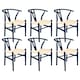 image 1 of Nicholas Winter Beech Wooden Scandi Danish Style Dining Chairs - Blue - Pack of 6 - Solid Wood Chair Armchair Dining Chair Club Chair Side Chair Blue