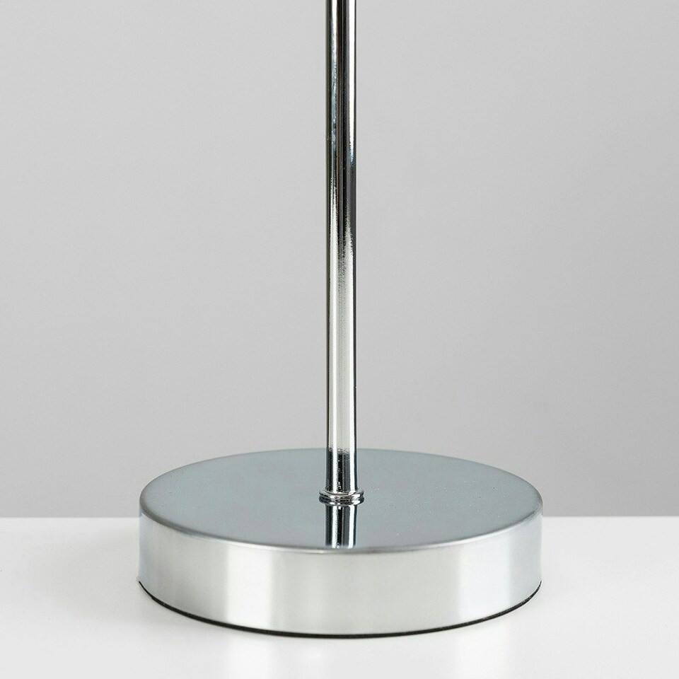 image 1 of ValueLights Modern Polished Chrome Table Lamp With Silver Grey Velvet Shade