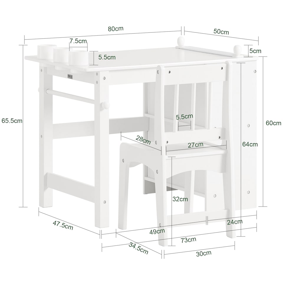 image 1 of SoBuy KMB60-W,Toddler Activity Table and Chair Set with Storage for Playroom | White | White