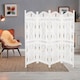 image 3 of 4 Panel Heavy Duty Carved  Screen Wooden Bells Design Room Divider White 200 x 180 cm | White | White | 200 x 180 cm