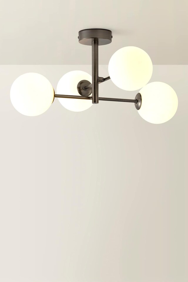 image 1 of ValueLights Darla Brass 4 Way Frosted Shades Ceiling Light