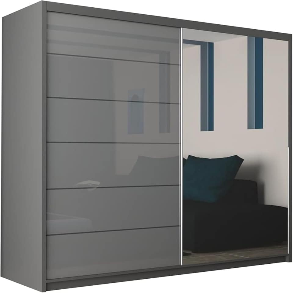 image 1 of Stylish 200cm Bedroom Wardrobe with Sleek Design & Space-Saving Sliding Doors White | White200cm
