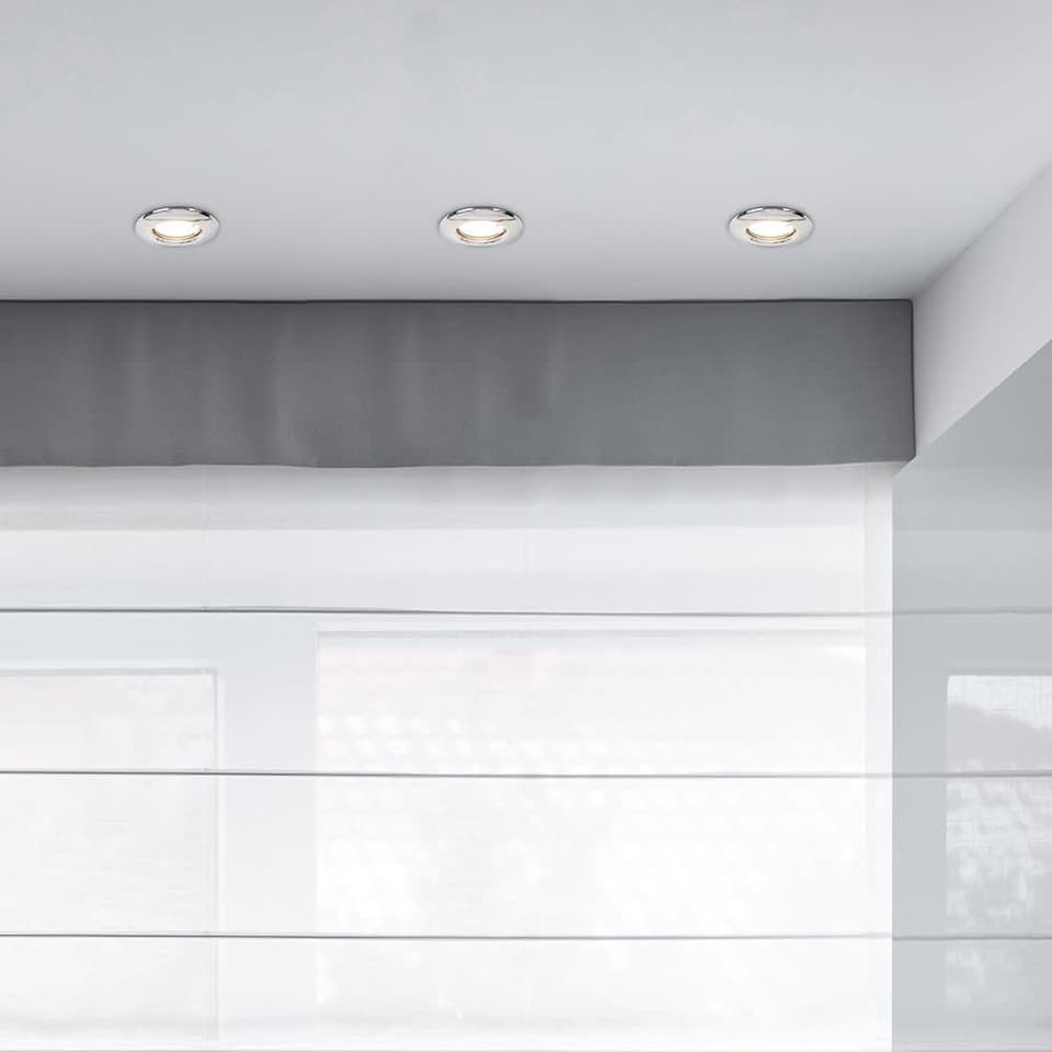 image 1 of ValueLights 6 Pack Fixed Chrome Downlights Warm White Bulbs | Chrome