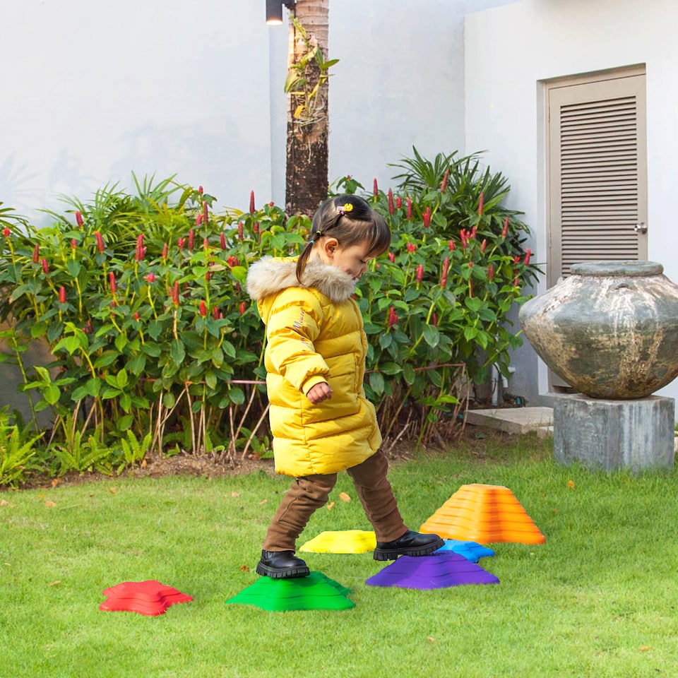 image 1 of Outsunny 6-Piece Balance Stepping Stones Stackable Non-slip Obstacle Course