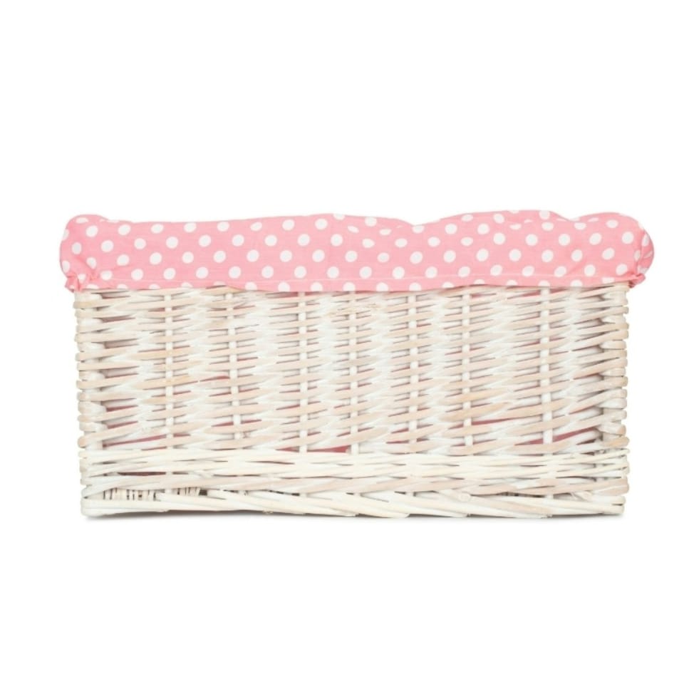 image 1 of Extra Large Pink Spotty Lined Storage Basket | Pink | Pink