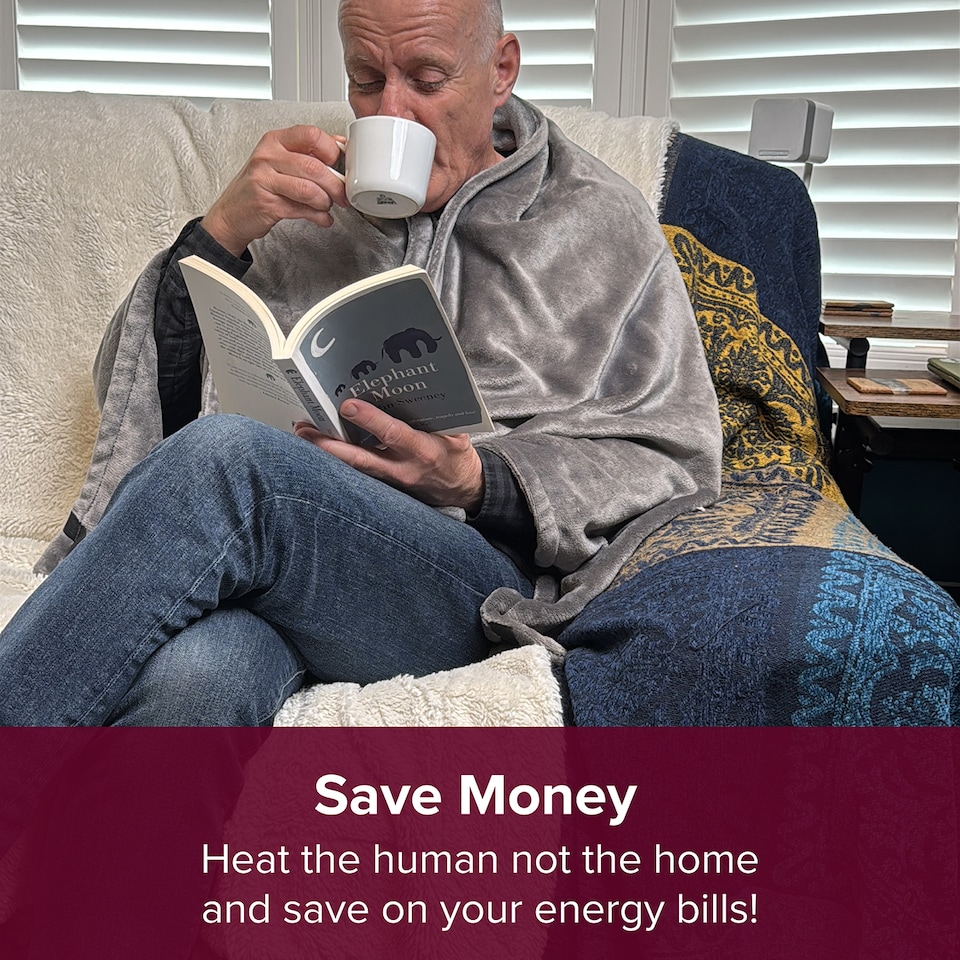 image 1 of Sash & Bloom 2-in-1 Heated Shawl & Blanket with Rechargeable Battery Pack Charcoal