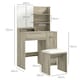 image 7 of HOMCOM Dressing Table with Mirror and Stool, Makeup Desk for Bedroom Brown | White