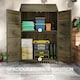 image 3 of Outsunny Wooden Garden Storage Shed w/Double Doors and Shelves, Green Green