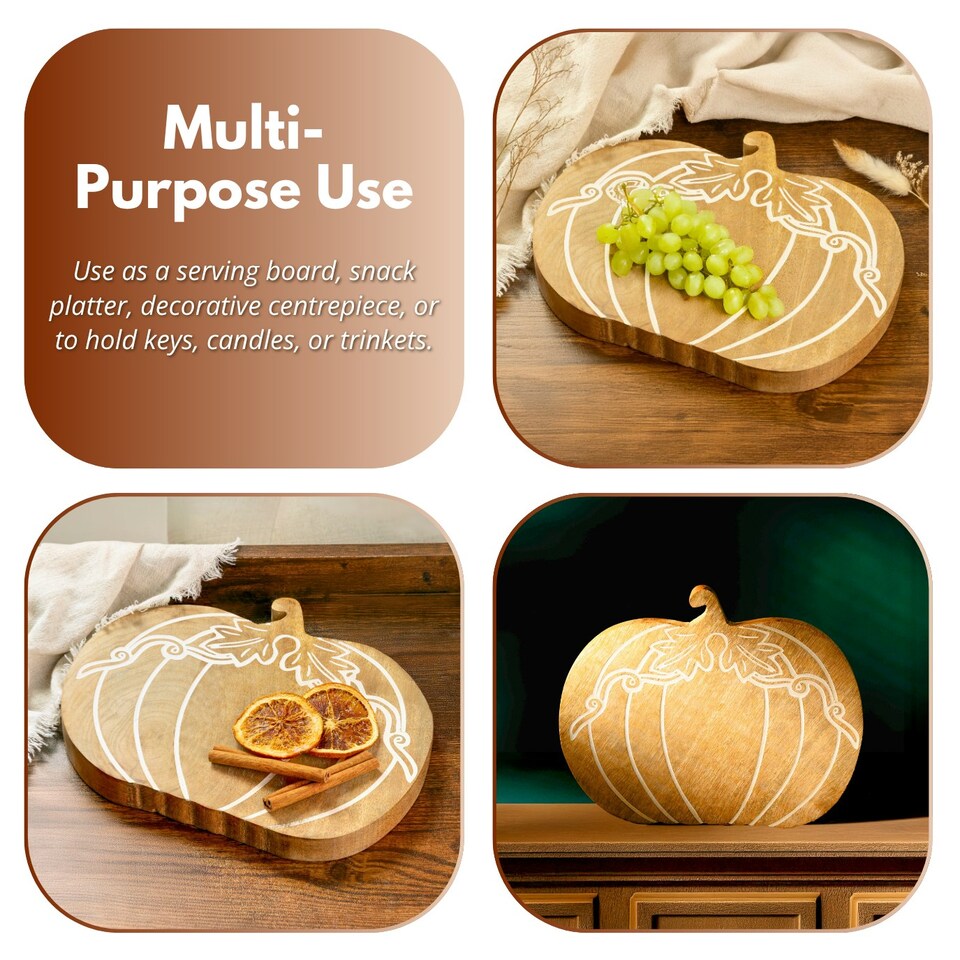 image 1 of Marco Paul25cm Wooden Pumpkin Free-Standing Autumn Decoration