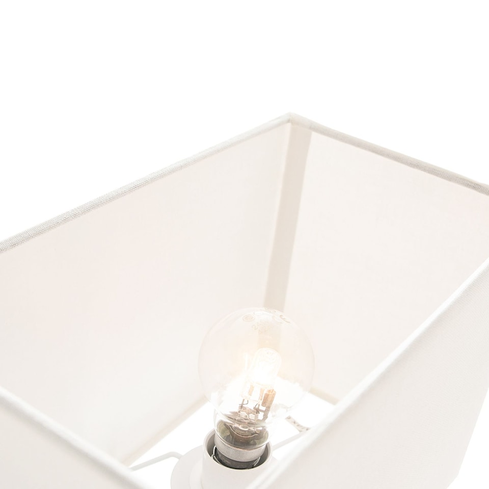 image 1 of Contemporary and Stylish White Linen Fabric Rectangular Lamp Shade | White | White | 1