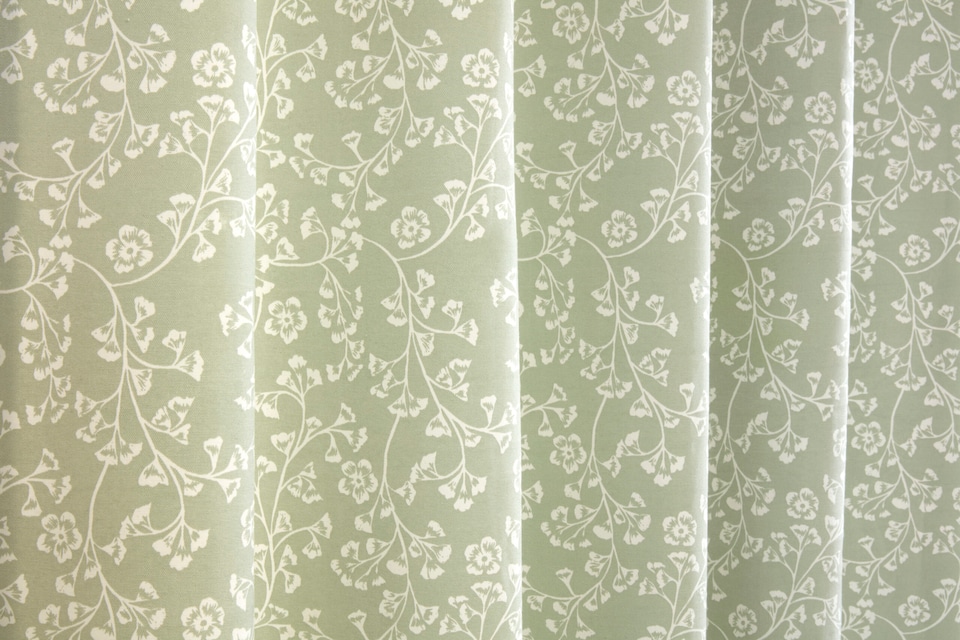 image 1 of Sade - Fully Lined Floral Curtains - Eyelet - Polycotton (Green, 46'' x 72'' - 117cm x 183cm (Pair))