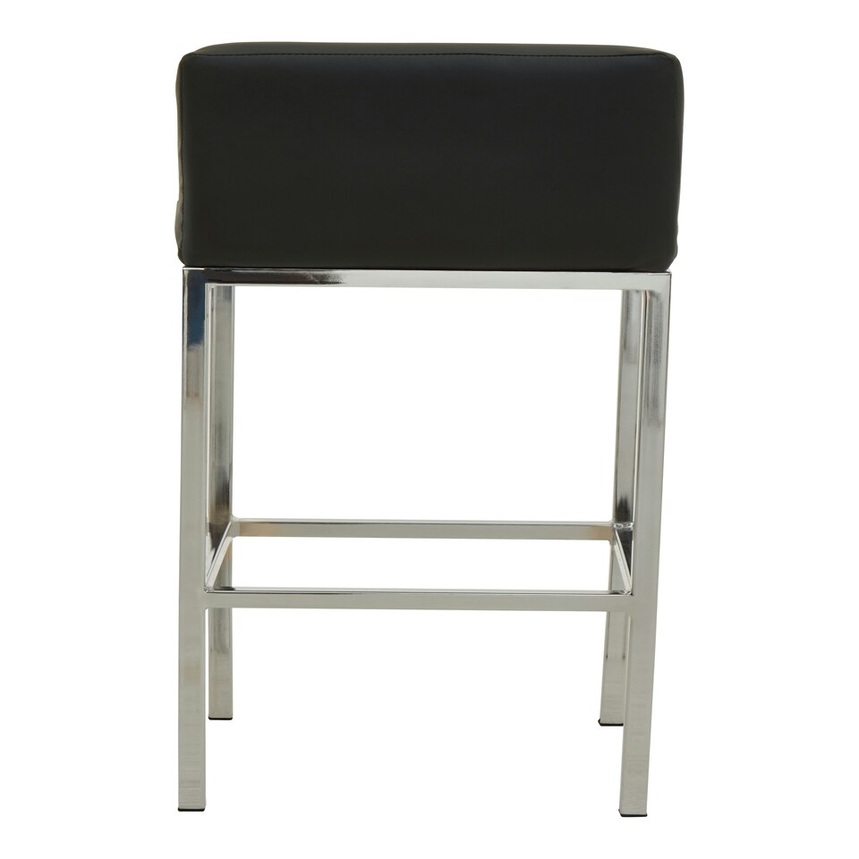 image 1 of Interiors by Premier Black PU and Chrome Finish Bar Chair, Glam Touch Indoor Metal Bar Stool, Footrest Bar Chair