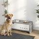 image 2 of PawHut Height Adjustable Dog Feeding Storage w/ 2 Stainless Steel Bowls Grey
