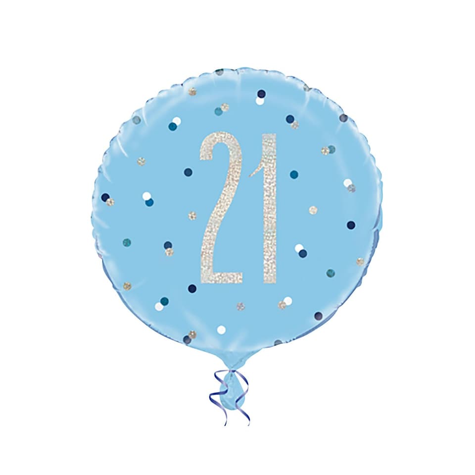 image 1 of Unique Party Glitz Prismatic Age Foil Balloon - Blue - 100
