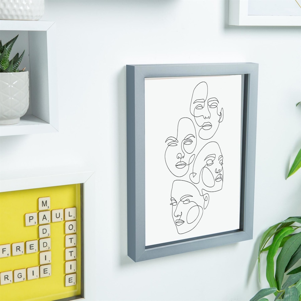 image 1 of Nicola Spring 3D Box Photo Frame with A5 Mount - A4 (8" x 12") - Grey/White