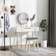 image 2 of HOMCOM Dressing Table Vanity Set Make Up Desk with Mirror & Stool White