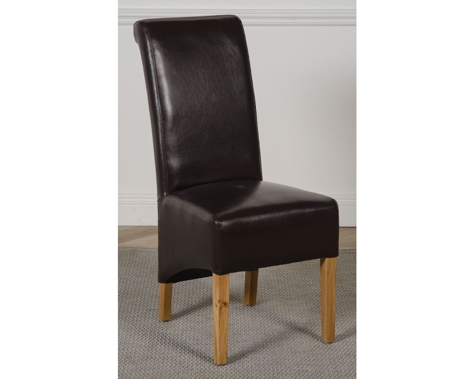 image 1 of Montana Leather Dining Chairs for Dining Room or Kitchen | Brown | Brown