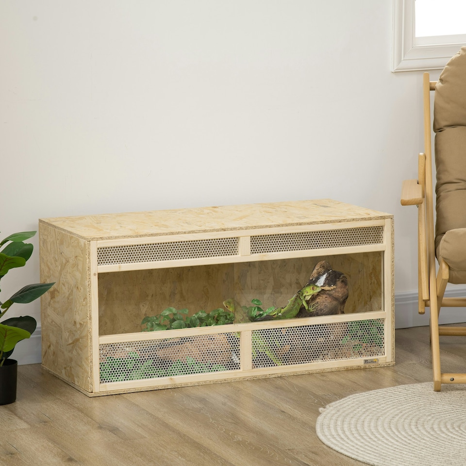 image 1 of PawHut Reptile Terrarium, Climbing Pet Container w/ Transparent Sliding Doors