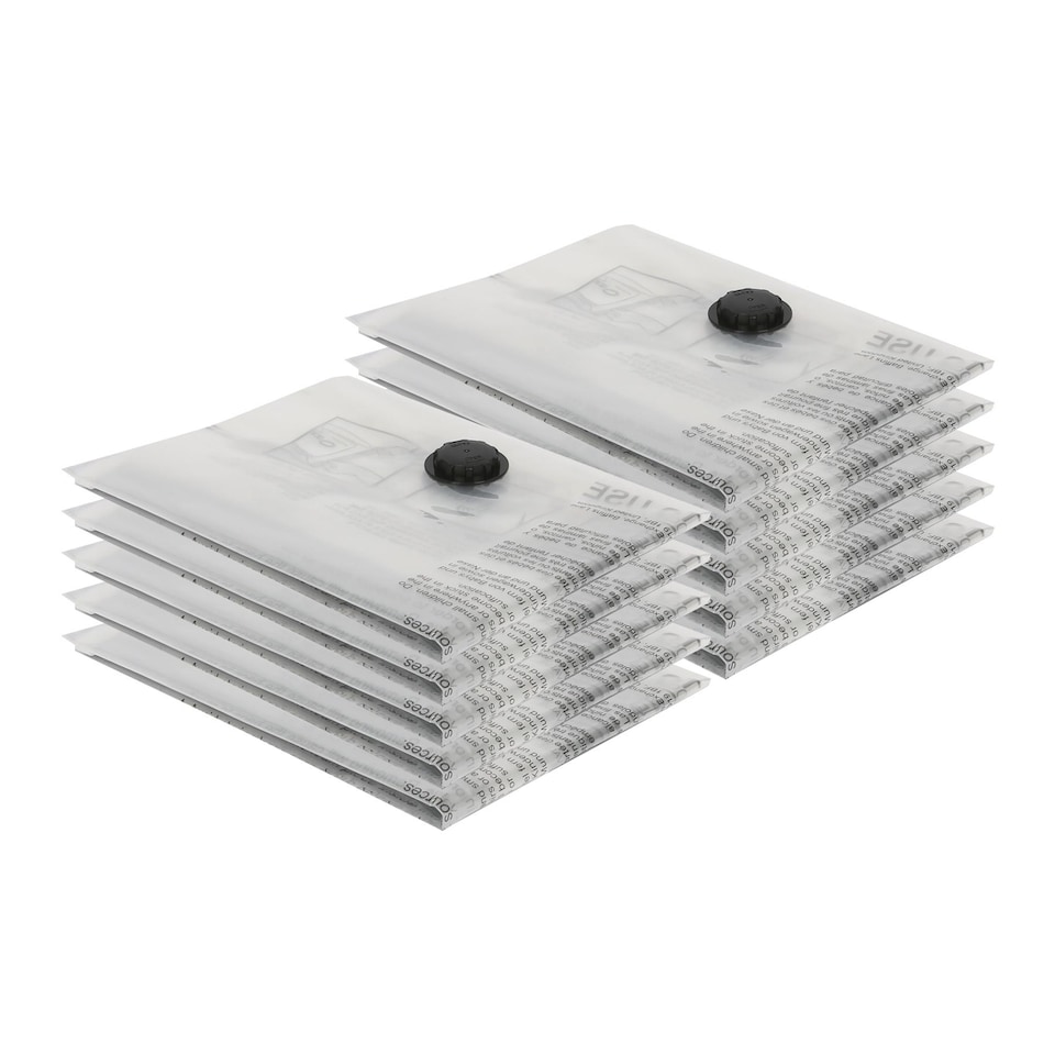 image 1 of Harbour Housewares 10x Vacuum Storage Bags - L (60 x 80cm) - Reusable Clothes Suction Space Saver Organiser Zip Lock Luggage Bag | Grey | Grey | Large | 10