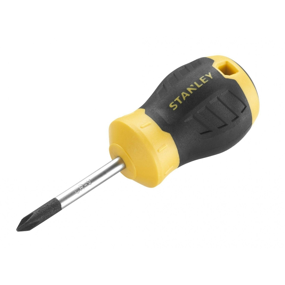 image 1 of Stanley Hand Tools Cushion Grip Stubby Screwdriver, Phillips Tip - Multi Colour - PH1 x 45mm
