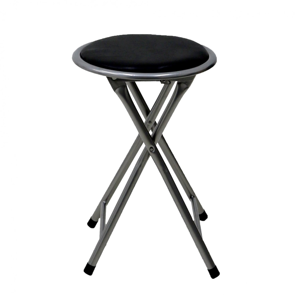 image 1 of Black Padded Folding Breakfast Kitchen Bar Stool Seat | Black