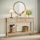 image 1 of Wooden 3 Drawer Rattan Hallway Console Table Brown Brown