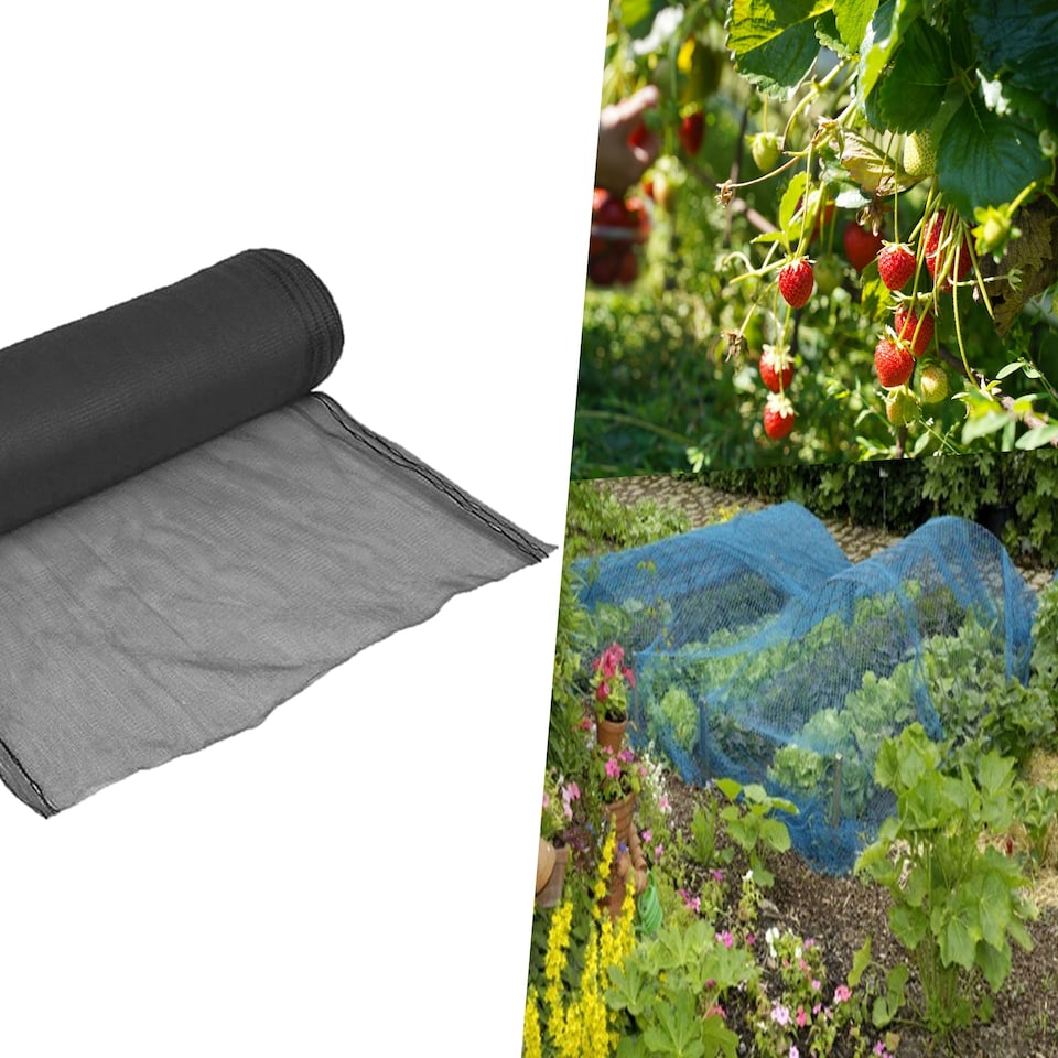 image 1 of Pegdev Black Strawberry Netting UV Mesh for Fruit Plants Birds Away 50m