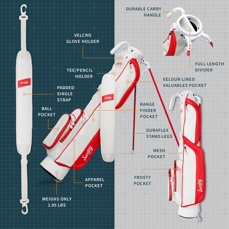 image 1 of Loma Golf Bag - Red / White