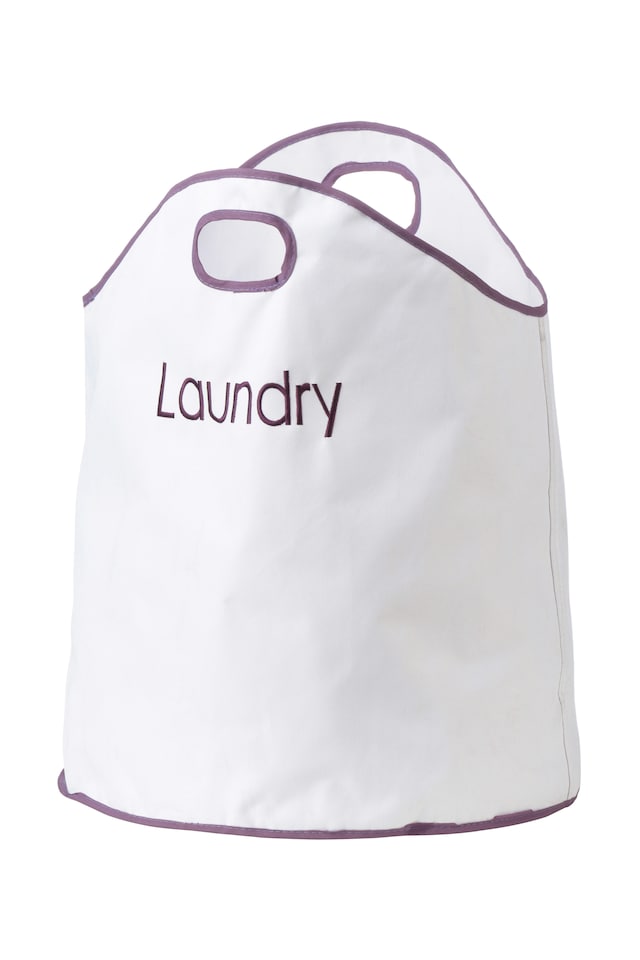 image 1 of Orsina Laundry Bag With Purple Trim, Durable Fabric Hamper With Drawstring Closure And Handles, Lightweight And