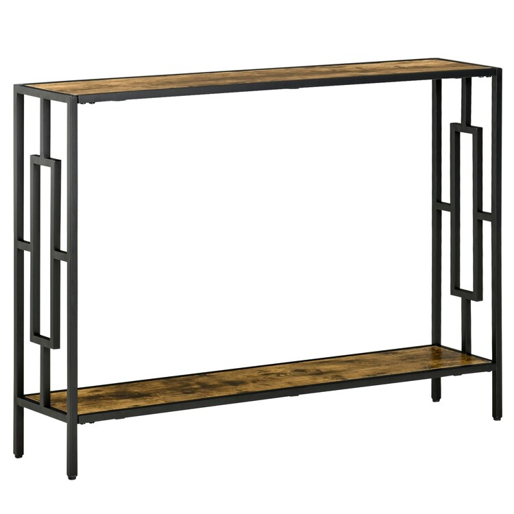 Homcom Industrial Console Table Storage Shelf Metal Frame Rustic Brown Brown | Rustic Brown