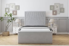 Sloomy Somerset Silver Plush Deep-Sided Bed Frame With 50" Upholstered Headboard 4'6 Double
