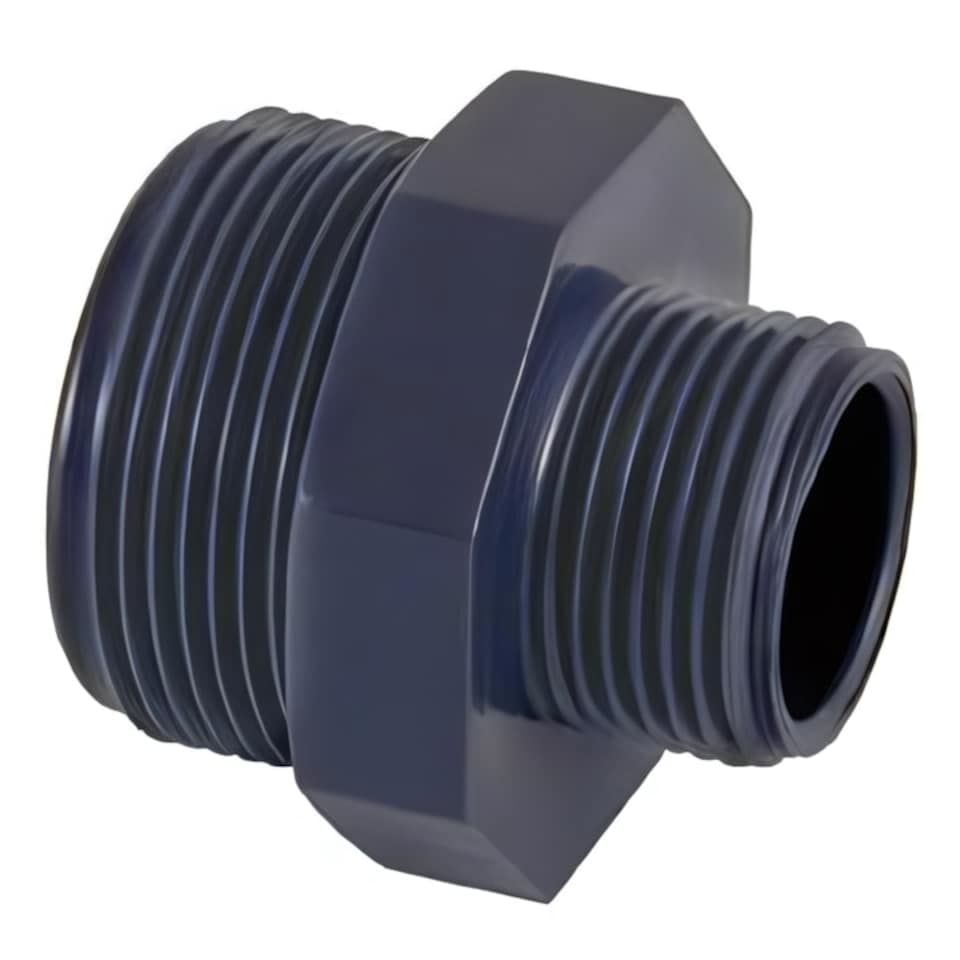 Certikin Grey PVC Hexagon Reducer Nipple GP200112RN | Size 2 inch x 1½ inch
