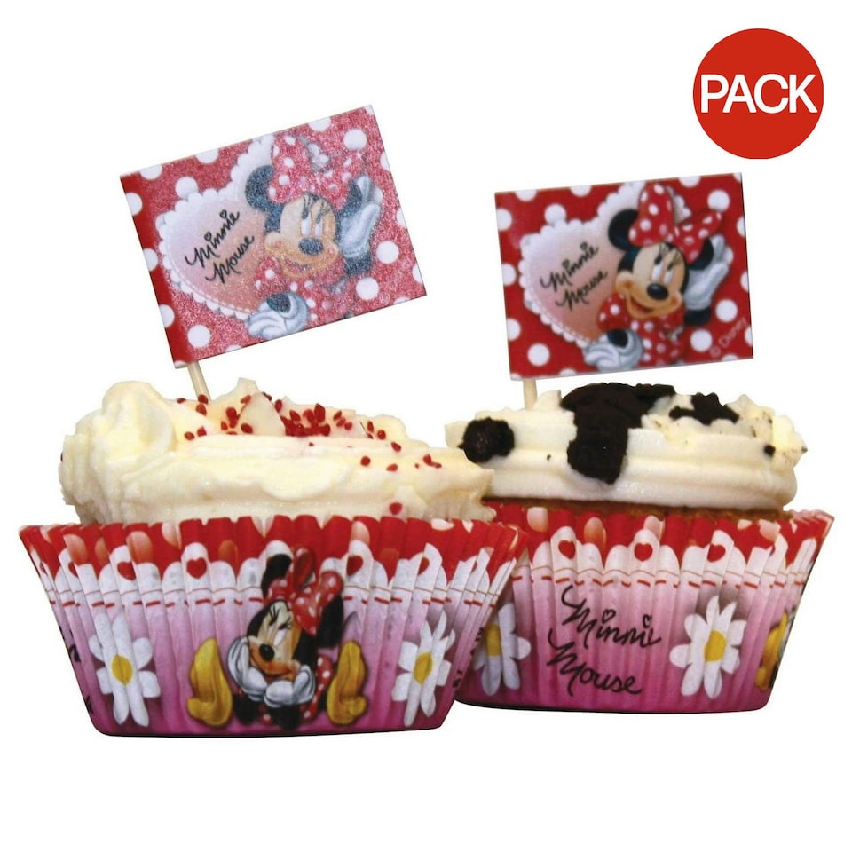 Disney Minnie Mouse Cupcake Topper Set (Pack of 48) - Red/Pink - One Size