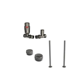 Stirling Bold - Pewter Thermostatic Radiator Valve & Installation Kit Straight 15mm