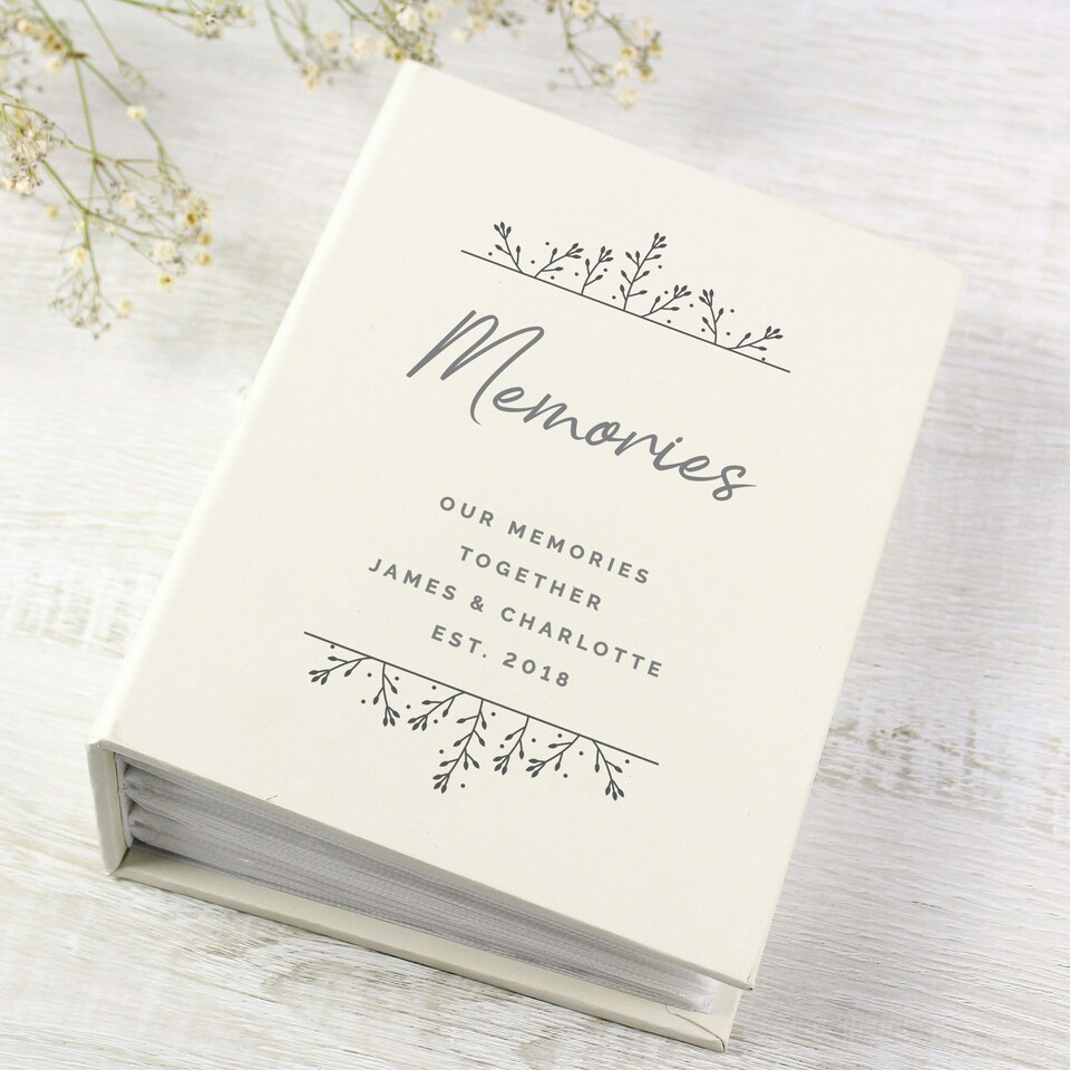 image 1 of Personalised Floral 6x4 Photo Album with Sleeves Cream