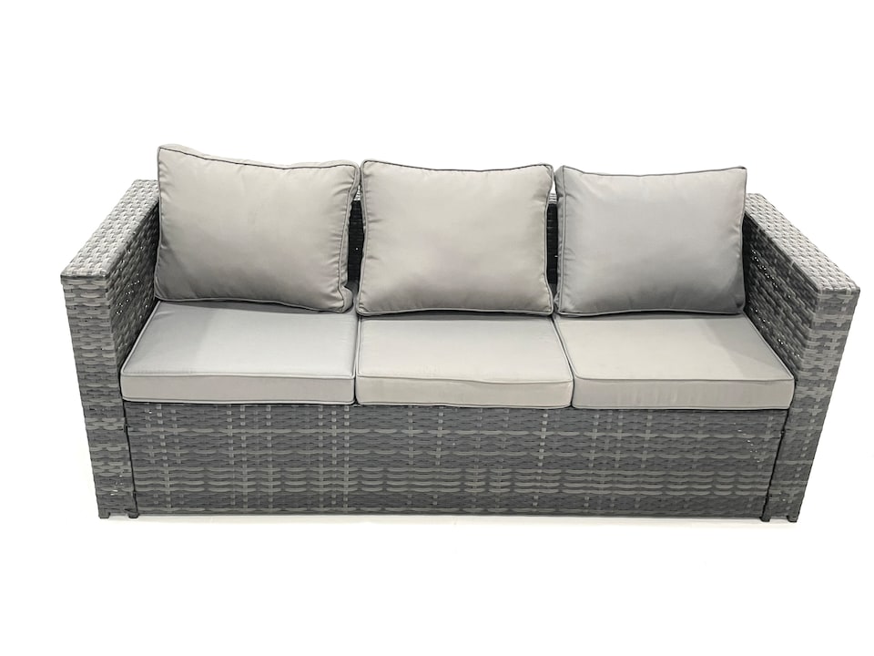 image 1 of Fimous Outdoor Garden Furniture Set 11 Seater Rattan Sofa Set with Coffee Table 2 Small Footstools Dark Grey Mixed