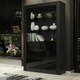 image 9 of Modern Display Cabinet with Glass Shelves | Living Room Storage Unit | Black High Gloss Cupboard Doors Multi | Oak & Black