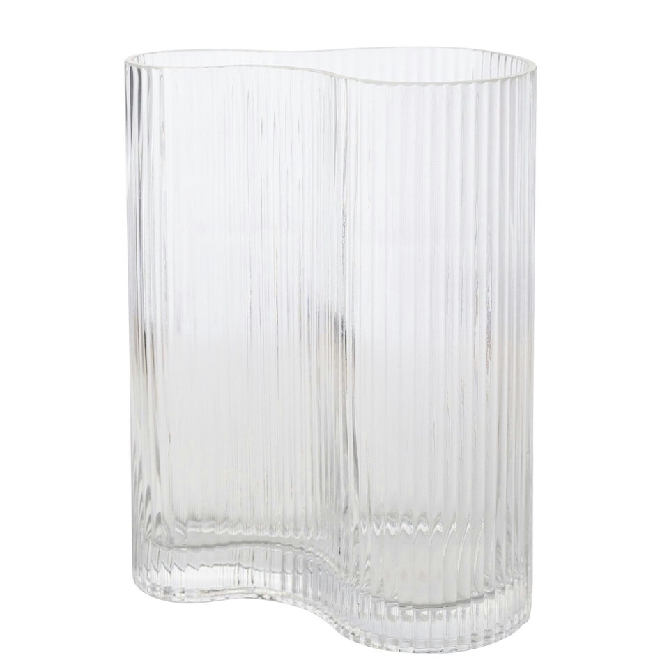 image 1 of Hestia Clear Ribbed Glass Vase - Large