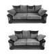 image 1 of Toledo 5 Seater Grey Jumbo Cord 3+2 Sofa Set With a Modern Black Leather Trim Grey | A  sleek black leather trim