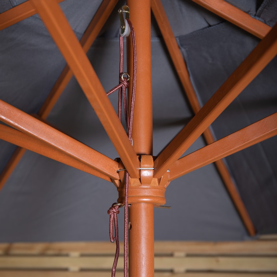 image 1 of Samuel Alexander 2.7m Outdoor Wooden Garden Parasol Sun Shade with Carry Bag in Grey