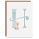 image 1 of Greeting Card Bunny Rabbit Alphabet Letter H New Baby 1st Birthday