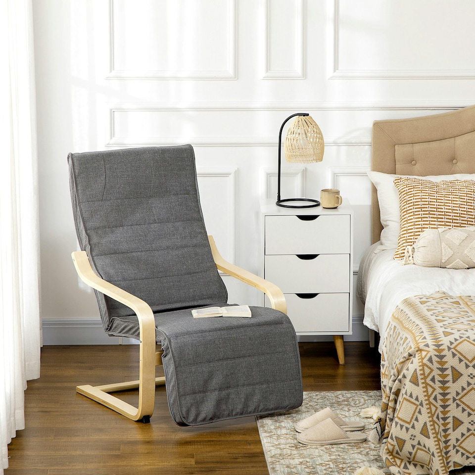 image 1 of HOMCOM Lounge Chair Recliner Adjustable Footrest Home Dark Grey