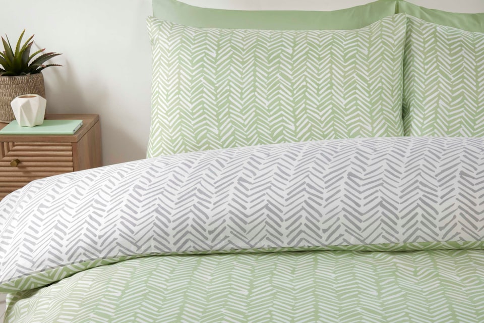 image 1 of Helston Reversible Duvet Cover Set with Pillowcase Bedding | Yellow | Single | 1