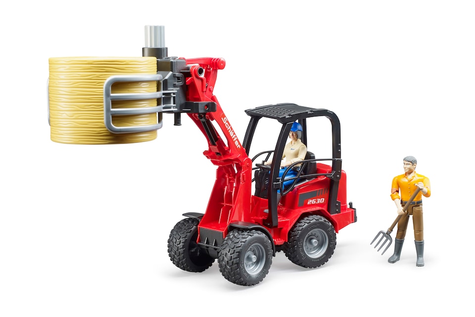 image 1 of Bruder Sch ffer Compact loader 2630 with bale gripper 1 round bale Construction Loader Model
